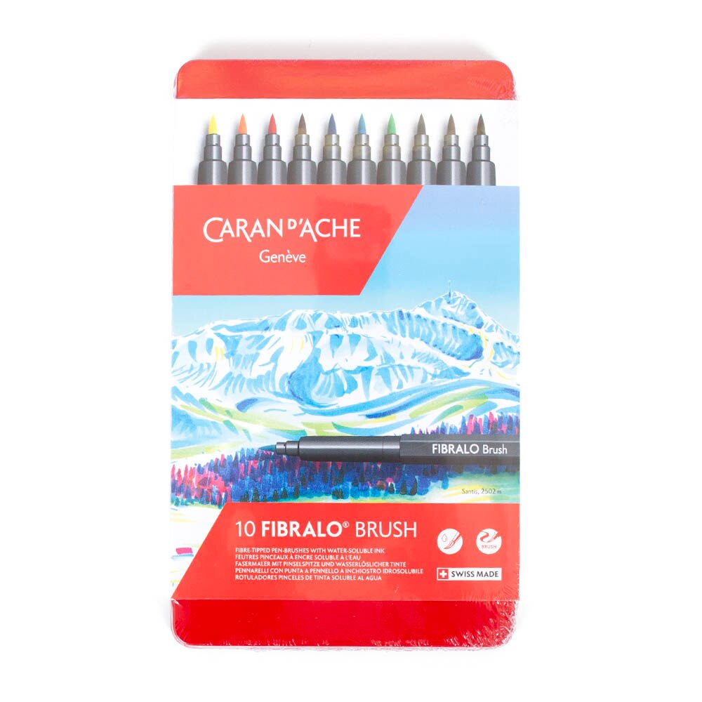 Marker Set, Art & School, Caran D'Ache, Fibralo, Brush style, Set, 10 pieces, 1016998